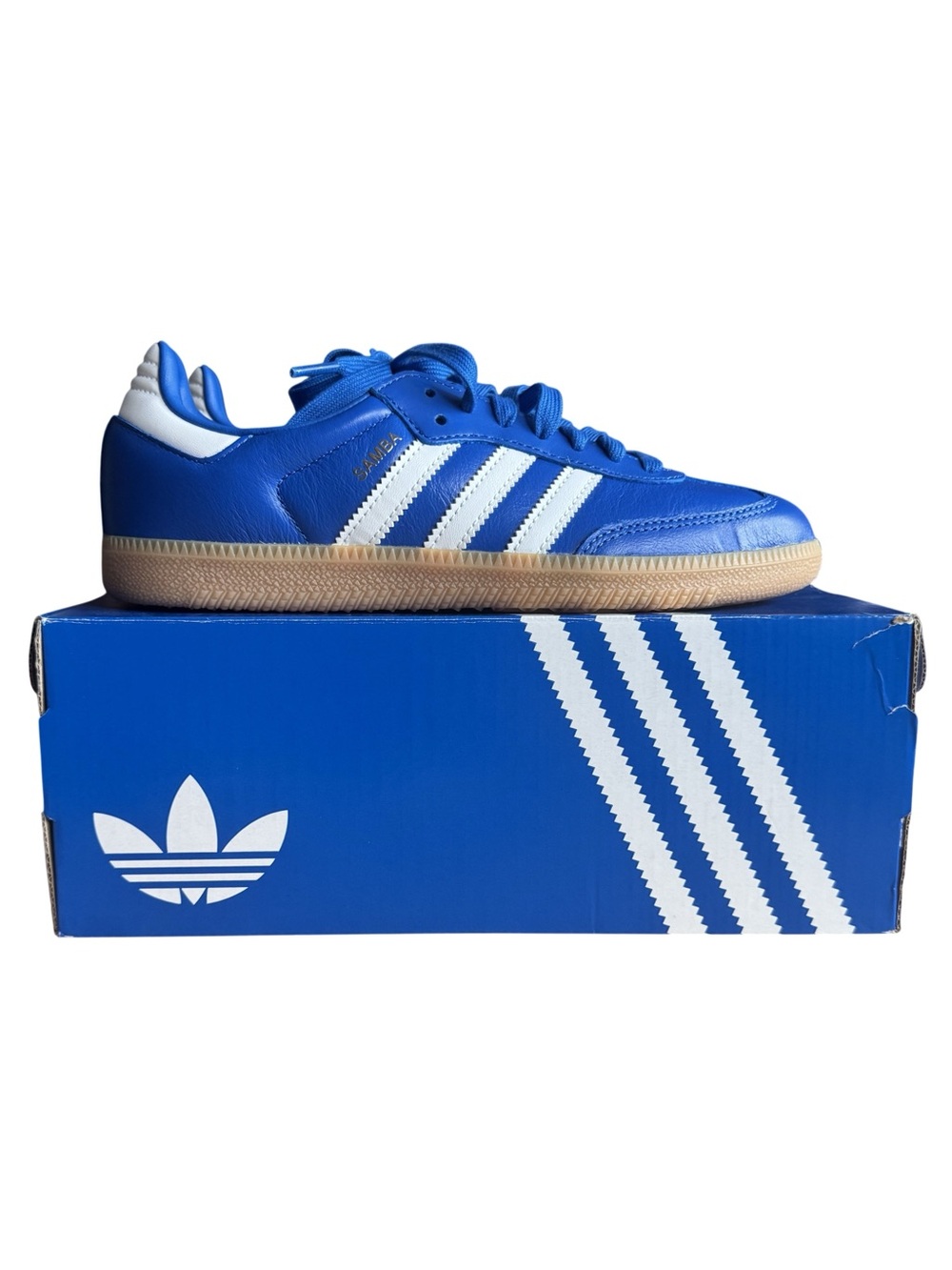 adidas Samba OG Blue White Gum Sneakers Womens 7 / Mens 6 NWT JR0882 w/ Box - Picture 3 of 11